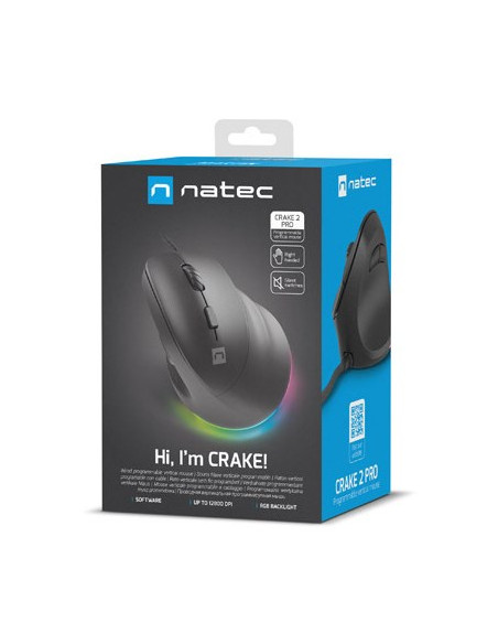 Natec Mysz Wertykalna Crake 2 Pro 12800Dpi Programowalna