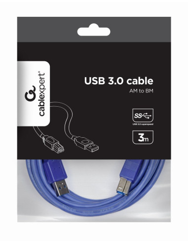 Kabel Gembird Ccp-Usb3-Ambm-10 (Usb 3.0 M - Usb 3.0 Typu B M  3M  Kolor Niebieski)