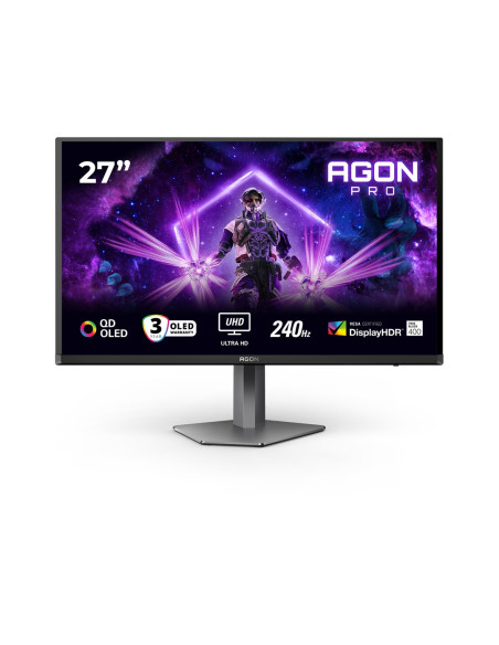 Monitor Aoc Ag276Uzd 27" Wyświetlacz Qd-Oled Uhd 16:9 240 Hz 0,03 Ms 3840 X 2160 Pikseli 2 Porty Hdmi Czarny