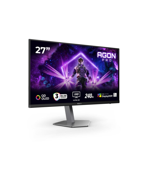Monitor Aoc Ag276Uzd 27" Wyświetlacz Qd-Oled Uhd 16:9 240 Hz 0,03 Ms 3840 X 2160 Pikseli 2 Porty Hdmi Czarny