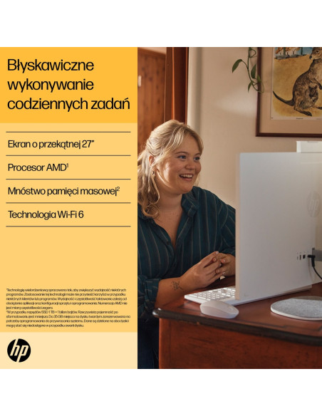 Hp 27-Cr0232Nw Aio Ryzen 5 7520U 27.0"Fhd Ips Ag 300Nits 16Gb Ddr5 Ssd512 Radeon 610M Lan Win11 2Y Shell White