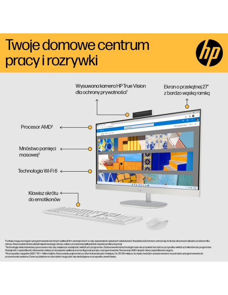 Hp 27-Cr0232Nw Aio Ryzen 5 7520U 27.0"Fhd Ips Ag 300Nits 16Gb Ddr5 Ssd512 Radeon 610M Lan Win11 2Y Shell White