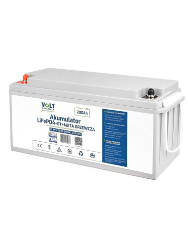 Akumulator Lifepo4 12,8V 200 Ah (150A) + Bms + Bluetooth + Mata Grzewcza