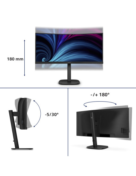 Monitor Philips 86,4Cm (34,0") 34B2U3600C 21:09 Hdmi+Dp+Usb-C