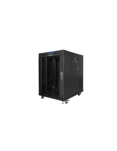 Szafa Instalacyjna Rack Stojąca 19" 15U 600X800 Czarna Drzwi Szklane Lcd Lanberg (Flat Pack) V2