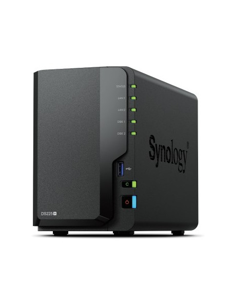 Nas Synology Ds225+  Tower  2X (3.5" Sata Hdd/Ssd), Intel Celeron J4125  2Gb Ddr4 (Max. 6Gb), 2X 1Gbe Rj-45 - Tylko Dyski Synolo