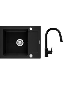 Zestaw - Zlewozmywak Pyramis Mido (62X50) 1B 1D + Bateria Idea Black Edition - 070167602Be - Volcano