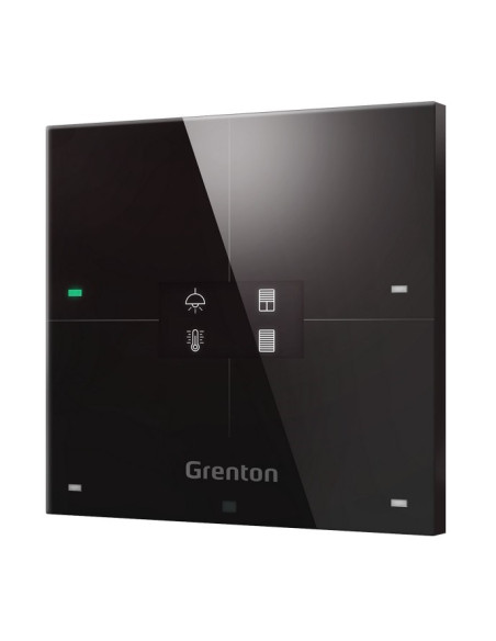 Smart Panel Grenton / 4 Pola Dotykowe / Wyświetlacz Oled / Wi-Fi / Czarny Szklany Front