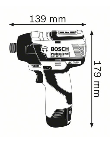 Bosch 0 601 9E0 005 Klucz Zasilany 1/4" 3100 Rpm 110 N·m Czarny, Niebieski 12 V