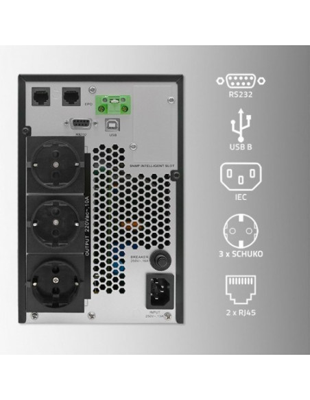 Qoltec 52281 Zasilacz Ups Podwójnej Konwersji (Online) 2 Kva 2000 W 3 X Gniazdo Sieciowe
