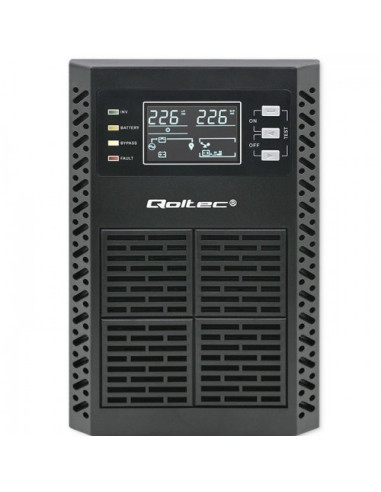 Qoltec 52281 Zasilacz Ups Podwójnej Konwersji (Online) 2 Kva 2000 W 3 X Gniazdo Sieciowe