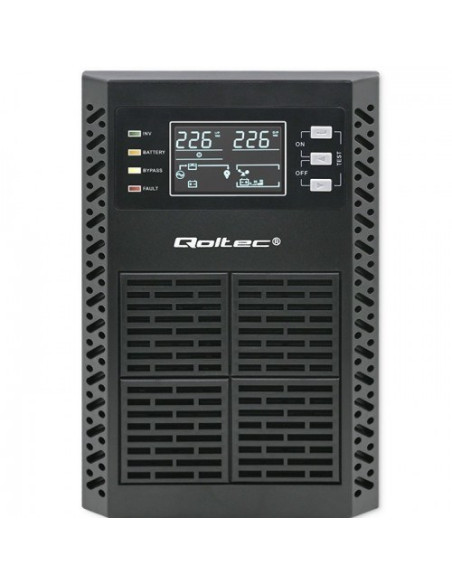 Qoltec 52281 Zasilacz Ups Podwójnej Konwersji (Online) 2 Kva 2000 W 3 X Gniazdo Sieciowe
