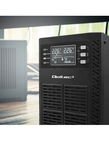 Qoltec 52281 Zasilacz Ups Podwójnej Konwersji (Online) 2 Kva 2000 W 3 X Gniazdo Sieciowe