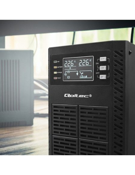 Qoltec 52281 Zasilacz Ups Podwójnej Konwersji (Online) 2 Kva 2000 W 3 X Gniazdo Sieciowe