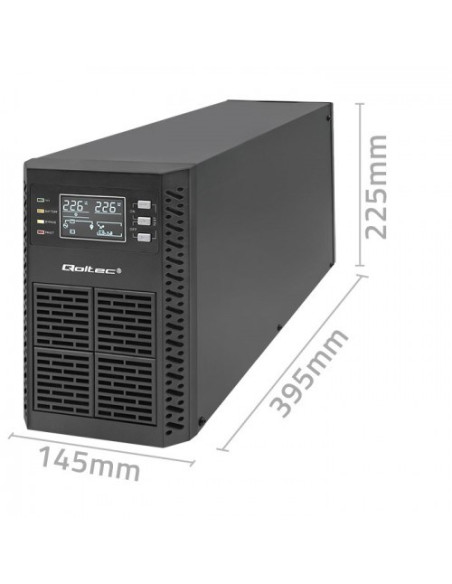 Qoltec 52281 Zasilacz Ups Podwójnej Konwersji (Online) 2 Kva 2000 W 3 X Gniazdo Sieciowe