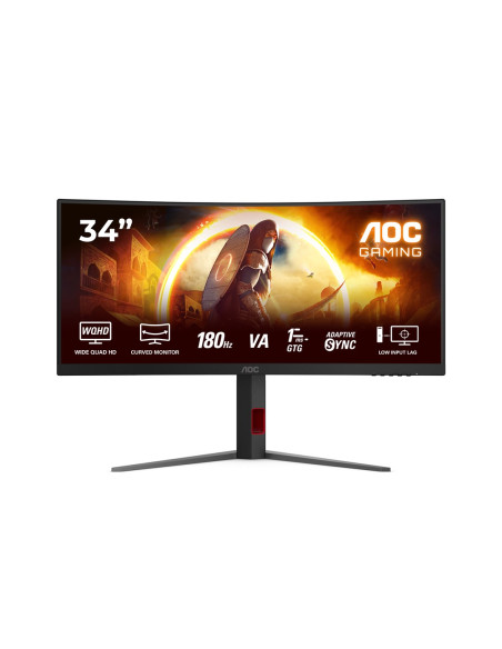 Monitor Aoc Cu34G4 34" Szybkie Va Uwqhd 21:9 180 Hz 1 Ms 3440 X 1440 Pikseli 300 Cd/M2 Ilość Portów Hdmi: 2 Czarny