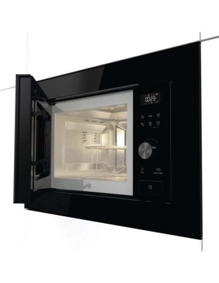 Czarna Mikrofalówka Gorenje Bm201Ag1Bg, Z Grillem, Wbudowana, 20 L, 800 W