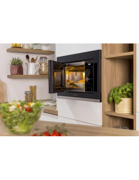 Czarna Mikrofalówka Gorenje Bm201Ag1Bg, Z Grillem, Wbudowana, 20 L, 800 W
