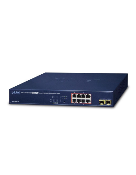Planet Gs-4210-8P2S Łącza Sieciowe Zarządzany Gigabit Ethernet (10/100/1000) Obsługa Poe 1U Niebieski