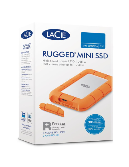 Lacie Rugged Mini Zewnętrzny Dysk Twarde 5 Tb 3.2 Gen 1 (3.1 Gen 1) Pomarańczowy