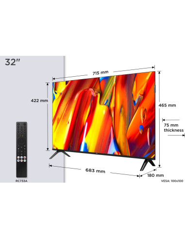 Telewizor Tcl 32V5C Qled 32'' Full Hd Android Tv Dolby Digital Plus Dvb-T2 Czarny