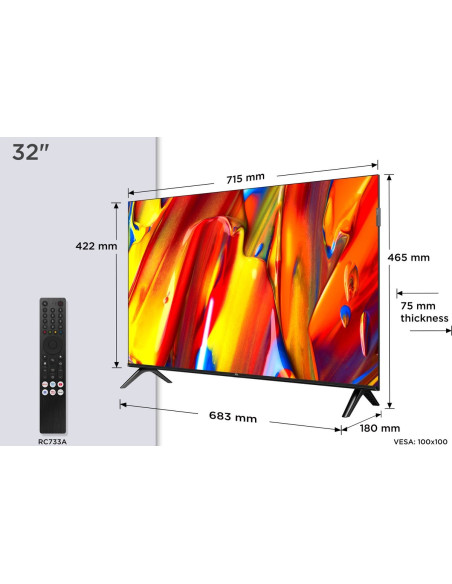 Telewizor Tcl 32V5C Qled 32'' Full Hd Android Tv Dolby Digital Plus Dvb-T2 Czarny