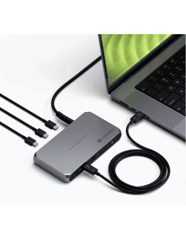 Satechi Thunderbolt 4 Slim Hub Pro - Hub Usb-C (Port Dc 20V, Usb 3.2 Gen 2 Data Port, 3X Port Thunderbolt 4) (Space Gray)