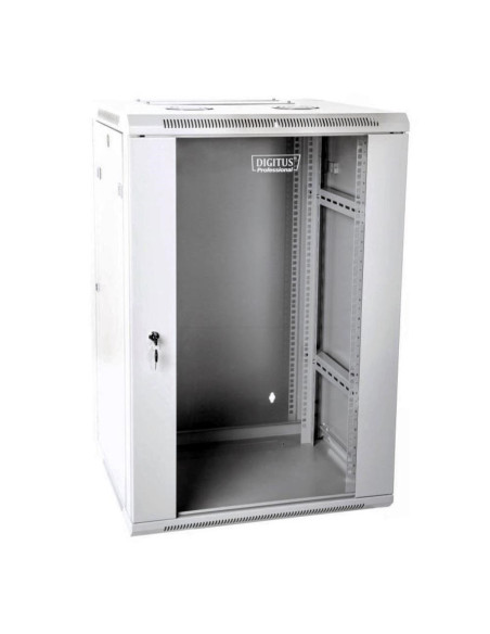 Szafa Sieciowa Wisząca 19" 18U Rack 600X600, Drzwi Szyba, Szary, Dzielona, Złożona, 60Kg