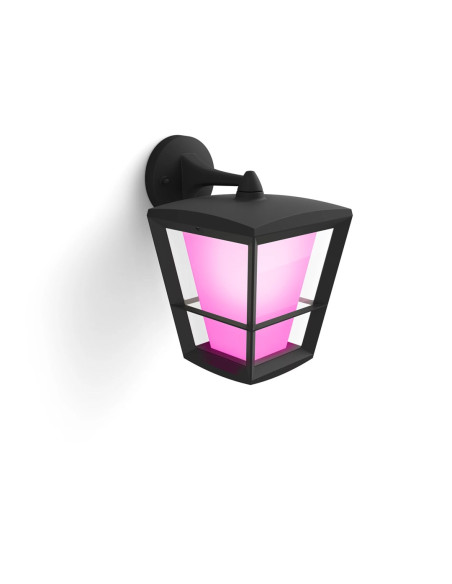 Hue Econic Czarny Oprawa Ścienna Kinkiet Led 15W 2000-6500K 1150Lm Rgb Wca Ip44 Aluminium/Szkło