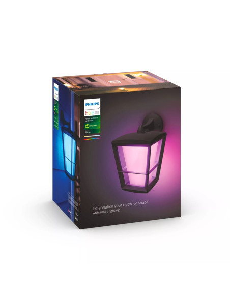 Hue Econic Czarny Oprawa Ścienna Kinkiet Led 15W 2000-6500K 1150Lm Rgb Wca Ip44 Aluminium/Szkło
