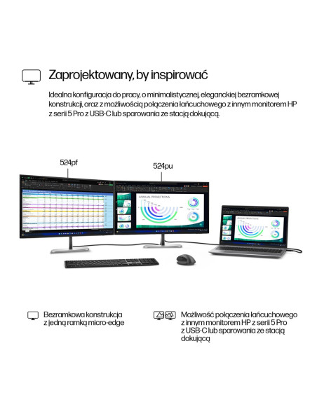 Monitor Hp Led 23,8” S5 Pro 524Pf (9D9L6Ut)