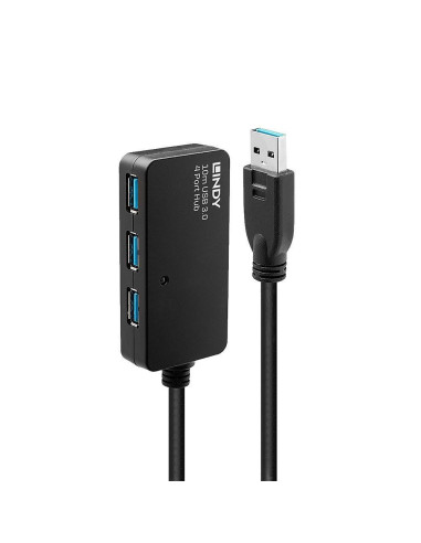 Lindy 43159 Huby I Koncentratory Usb 3.2 Gen 1 (3.1 Gen 1) Type-A 5000 Mbit/S Czarny