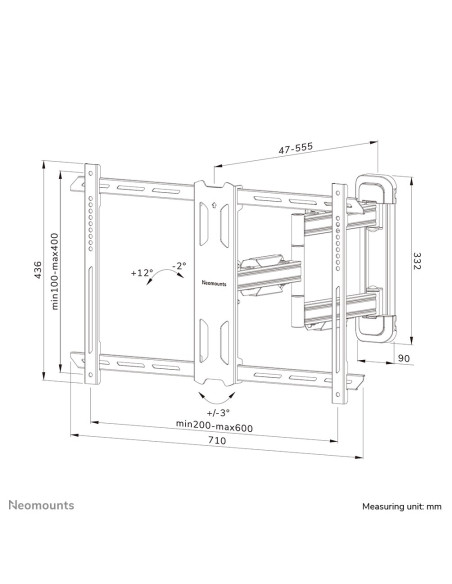 Neomounts Wl40S-850Bl16 Uchwyt Do Telewizorów 177,8 Cm (70") Czarny