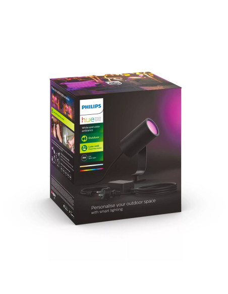 Hue Lily Czarny Reflektor Ogrodowy Led 8W 2000-6500K 600Lm Rgb Wca Ip65 Aluminium