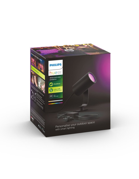 Hue Lily Czarny Reflektor Ogrodowy Led 8W 2000-6500K 600Lm Rgb Wca Ip65 Aluminium