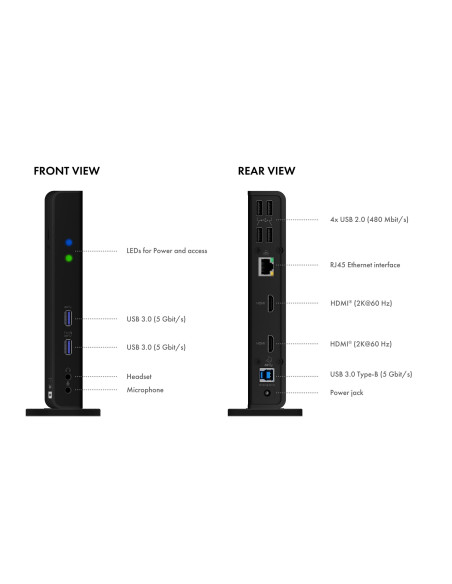 Icy Box Ib-Dk2251Ac Przewodowa Usb 3.2 Gen 2 (3.1 Gen 2) Type-A Czarny