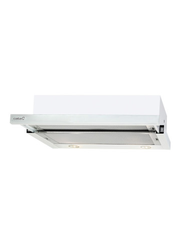 Okap Cata Tf 2003 600 Gwh Telescopic, Klasa C, Szer. 60 Cm, 390 M3/H, Sterowanie Mechaniczne, Led, Biały Szkło