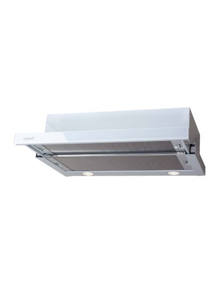 Okap Cata Tf 2003 600 Gwh Telescopic, Klasa C, Szer. 60 Cm, 390 M3/H, Sterowanie Mechaniczne, Led, Biały Szkło