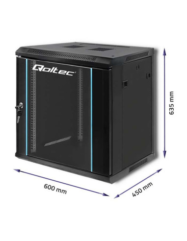 Szafa Rack 19'' 12U 600 X 635 X 450 Czarna Wisząca