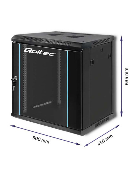 Szafa Rack 19'' 12U 600 X 635 X 450 Czarna Wisząca