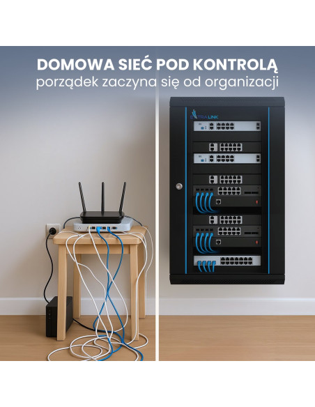 Extralink Szafa Rack 18U 600X450 Czarna Montowana Na Ścianie