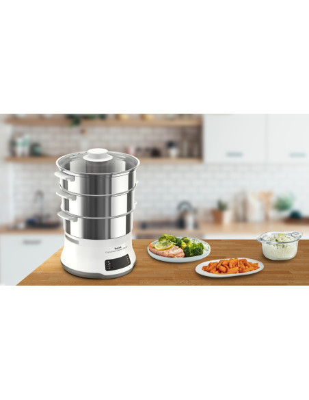 Tefal Convenient Series Deluxe Vc502D Szybkowar Parowy 3 Kosz. Blat 900 W Stal Nierdzewna, Biały
