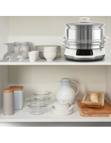 Tefal Convenient Series Deluxe Vc502D Szybkowar Parowy 3 Kosz. Blat 900 W Stal Nierdzewna, Biały