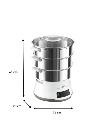 Tefal Convenient Series Deluxe Vc502D Szybkowar Parowy 3 Kosz. Blat 900 W Stal Nierdzewna, Biały