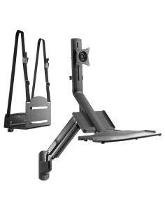 Uchwyt Ścienny Do Monitora I Klawiatury Maclean, Ze Sprężyną Gazową I Uchwytem Na Komputer Cpu, 17"-32", 9 Kg, Mc-838