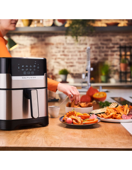 Tefal Easy Fry & Grill Ey505D Pojedyńczy 4,2 L Autonomiczny 1550 W Frytkownica Na Gorące Powietrze Stal Nierdzewna