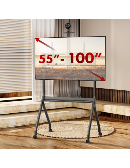 Maclean Wózek Do Tv, Półka Na Kamerę, Na Kółkach, 55-100", Max. Obciążenie 120Kg/10Kg Półka, Max. Vesa 900X600 Mc-114 B