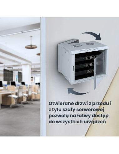 Extralink Szafa Rack 6U 600X600 Azh Szara Montowana Na Ścianie, Dwusekcyjna