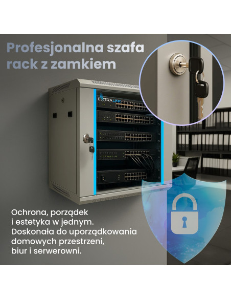 Extralink Szafa Rack 9U 600X600 Szara Montowana Na Ścianie