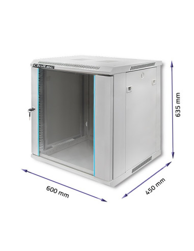 Szafa Rack 19" Wisząca 12U 600 X 635 X 450 Szara